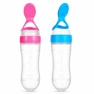 aforiaaa Baby Food Squeeze Feeder Spoon | BPA-Free Silicone Feeding Bottle with Spoon