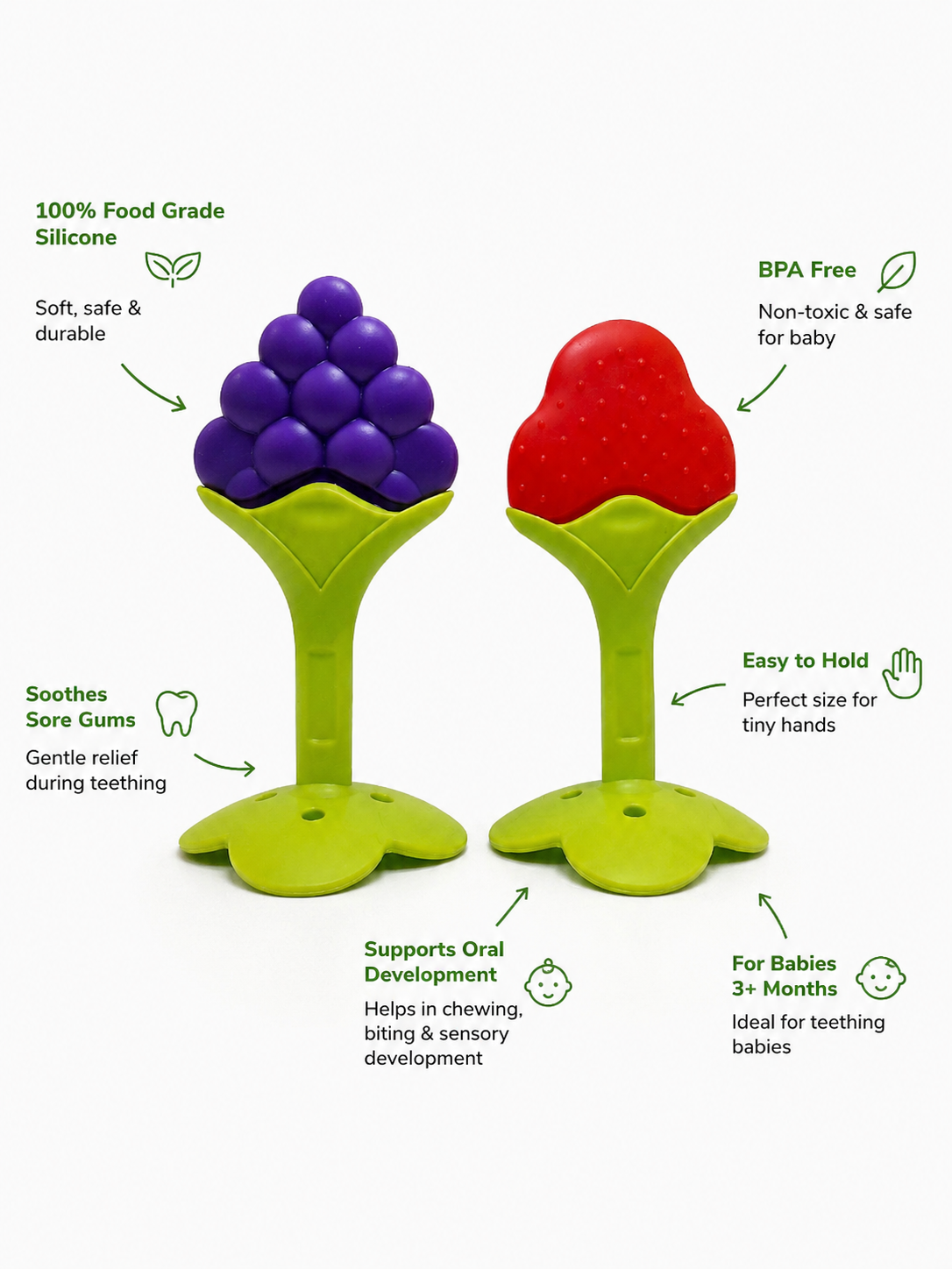 file_00000000c6b071fa9f620b973b0c8a6e Silicone Fruit Baby Teether – Strawberry & Blueberry - Image 3